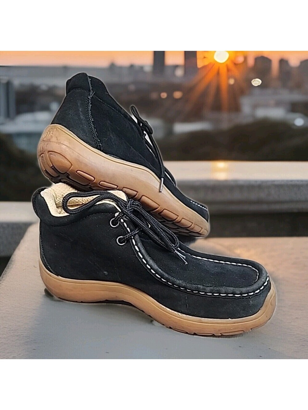 B-Boots Buffalino Black Shoes Size 9 Suede Leather Lace Up Shoes Lady Boots